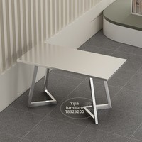 Tables à manger rectangulaires en acier inoxydable épaissies, pieds en forme de V, robustes et économiques pour les cafétérias, les snack-bars, les pubs