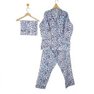 100% Cotton Women's Vintage Pajamas Set V-Neck Long Sleeves Floral Button Comfortable All Season Party Wear - Product Image 1