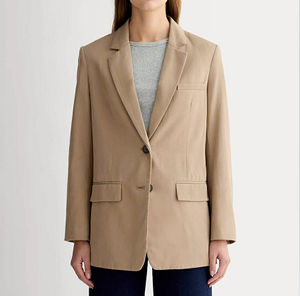 Chaqueta Blazer Casual de Trabajo para Mujer, Talla Grande, Color Caqui, Tela Ligera, Cierre de Botón, con Bolsillos - Product Image 4