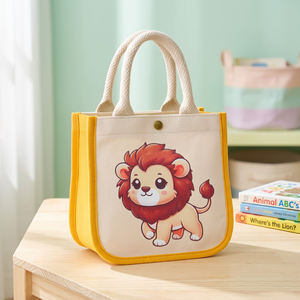 Export Quality Stylish Cotton Rope Handle Kids Tote <b>Bag</b> Foldable Shopping <b>Bag</b> for Boys Girls School Travel Use - Product Image 3
