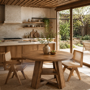 <span class=keywords><strong>Mesa</strong></span> de Comedor Redonda Extensible de Madera Moderna <span class=keywords><strong>con</strong></span> <span class=keywords><strong>Estante</strong></span> de Almacenamiento para el Hogar y Hoteles, Muebles Elegantes para Cocina y Sala de Estar - Product Image 5
