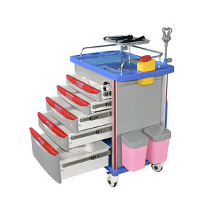 Hep Kang Hospital Trolley ABS Medicine Cart With 4 Castors Individual Lock Nursing Treatment Use - Product Image 1