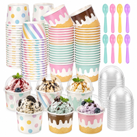 Wegwerp bioafbreekbare recyclebare ijspapieren bekertjes groothandel meerdere maten diepvriesbestendig roze snoep gelato shop gebruik