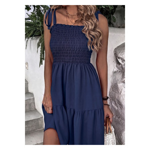 Women's Viscose Flowy Midi <b>Dress</b> Wide Strap 90 Cm Casual Wear - Product Image 4