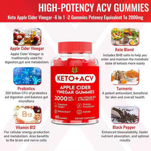 Gomitas Keto ACV OEM ODM con 200 Mil Millones de UFC de Probióticos, Cúrcuma para Apoyar la Quema de Grasa, Gomitas de Vinagre de Sidra de Manzana de 2000 mg - Product Image 5