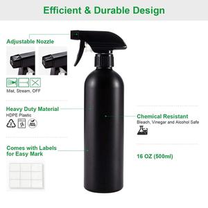 ขวดสเปรย์พลาสติก HDPE สีดำเข้ม พิมพ์ลายสกรีน ทนทาน เป็นมิตรกับสิ่งแวดล้อม ขนาด 500 มล. สำหรับเจลแอลกอฮอล์ทำความสะอาดมือและห้อง ได้รับมาตรฐาน CE - Product Image 3