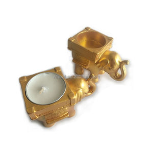 China Fabriek Hoge Kwaliteit Aangepaste Logo Cadeau Verkopen Goed Gouden Olifant Theelichthouder - Product Image 2