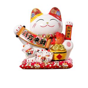 MLY dekorasi rumah listrik 11 inci ukuran besar keramik bisnis berkembang Maneki Neko kucing Beruntung dengan pemanggil kucing - Product Image 1