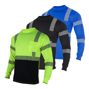 Polyester Breathable ANSI/ISEA Type R Customized Long Sleeve Reflective Hi Vis Safety Shirts