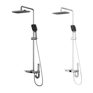 All Copper Gunmetal Gray Thermostatic Shower <b>Set</b> Rainfall Head Single Handle Ceramic Valve Core - Product Image 3
