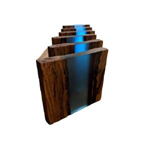 Sous-verre/tapis et coussins incrustés de résine bleue en bois craquelé, ensembles de Table de salle à manger pour un Design classique au prix de gros - Product Image 2