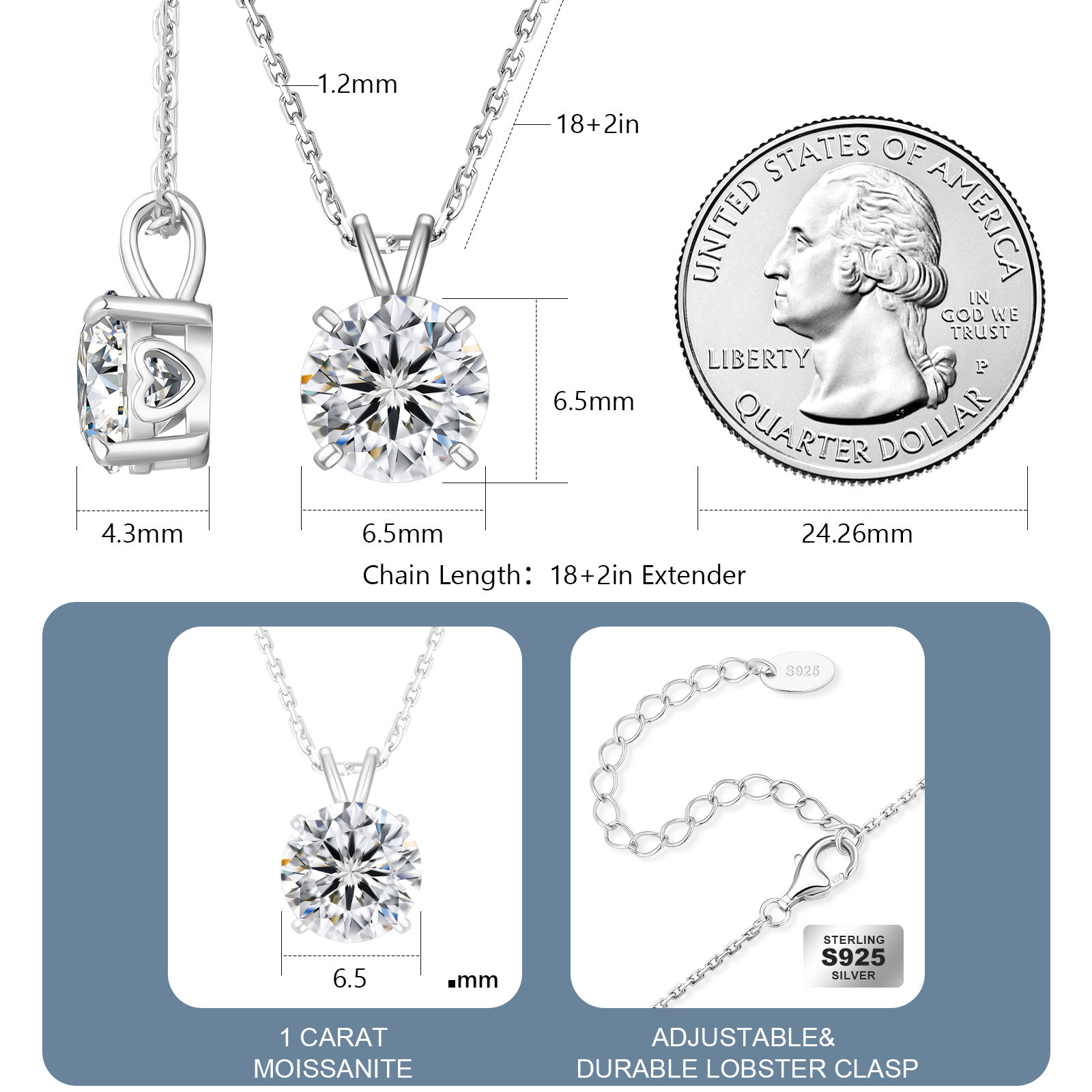 1.0 ct 4-Prong White Gold