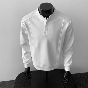 Felpe con Collo Alto in Misto Cotone <span class=keywords><strong>Vintage</strong></span> Personalizzate all'Ingrosso dal Produttore, Felpe con Cappuccio Nere Semplici da Uomo, Felpe con Bottoni - Product Image 2