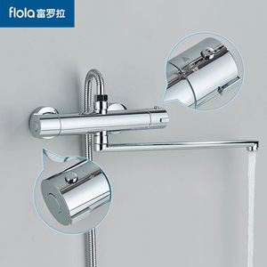 Robinet de baignoire thermostatique Flola avec bec allongé de 28 cm et cartouche céramique - Product Image 4