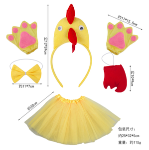 Ecoparty niños Animal amarillo pollito Gallo tutú oreja <span class=keywords><strong>diadema</strong></span> pajarita cola patas Halloween disfraz Cosplay disfraces <span class=keywords><strong>de</strong></span> juego <span class=keywords><strong>de</strong></span> rol - Product Image 2