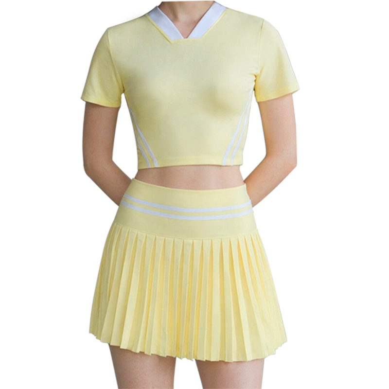Custom Pleated Breathable Skin Friendly Yoga Skirt Dress Set for Yoga Tennis Golf Outdoor Fitness Workout Running