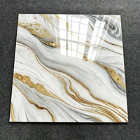Carreaux de luxe 600x600mm (24x24 pouces) avec veinage doré, carreaux en marbre émaillé poli pour l'intérieur de la maison, mur et sol