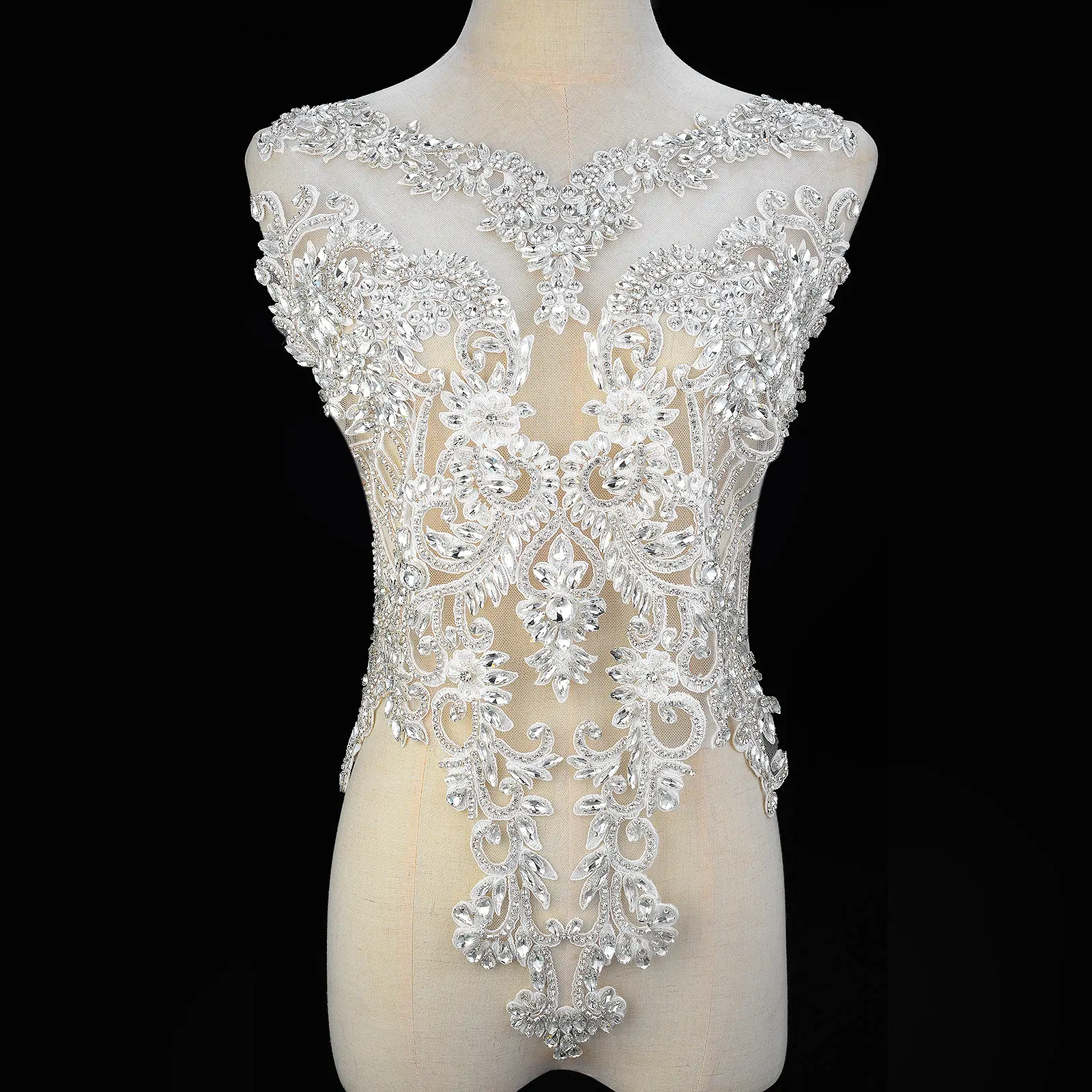 (10PCS) Mode Silber Braut handgemachte Mieder Applikation für Hochzeits kleid WDD1367