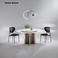 Table à manger rotative en ardoise, style moderne minimaliste et luxueux, pour la maison, l'appartement, l'hôtel, l'école, la villa - 4 places