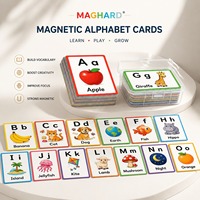 Tarjetas de Vocabulario del Alfabeto con Emparejamiento de Letras y Actividades de Aprendizaje con Imágenes, Tarjetas Magnéticas para Aprender el Alfabeto