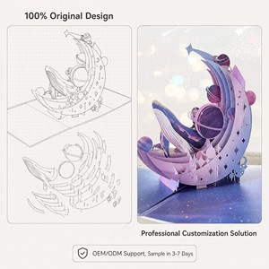 การ์ดอวยพร 3D กาแล็กซี่มูน การ์ดศิลปะกระดาษพับสีม่วง การ์ดอวยพรวันเกิด การ์ดขอบคุณ การ์ดอวยพร - Product Image 5