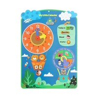 Tableau mural éducatif pour enfants de maternelle en plastique imprimé UV : Calendrier, Météo, Semaine, Cartes adhésives, Horloge et Saisons