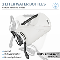 Bouteilles d'eau motivantes grande capacité 2,2 L avec marqueur de temps pour la salle de sport, gourde de sport 74 OZ (demi-gallon)