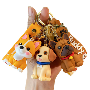 Porte-clés mousqueton personnalisé en caoutchouc 3D Shiba Inu, durable, mignon, animal de dessin animé, écologique, non toxique, cadeau de Noël, vente en gros - Product Image 1