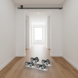 Kit de quincaillerie pour porte coulissante à double rail de 1,5 m en alliage d'aluminium, installation facile pour portes épaisses, usage intérieur - Product Image 2