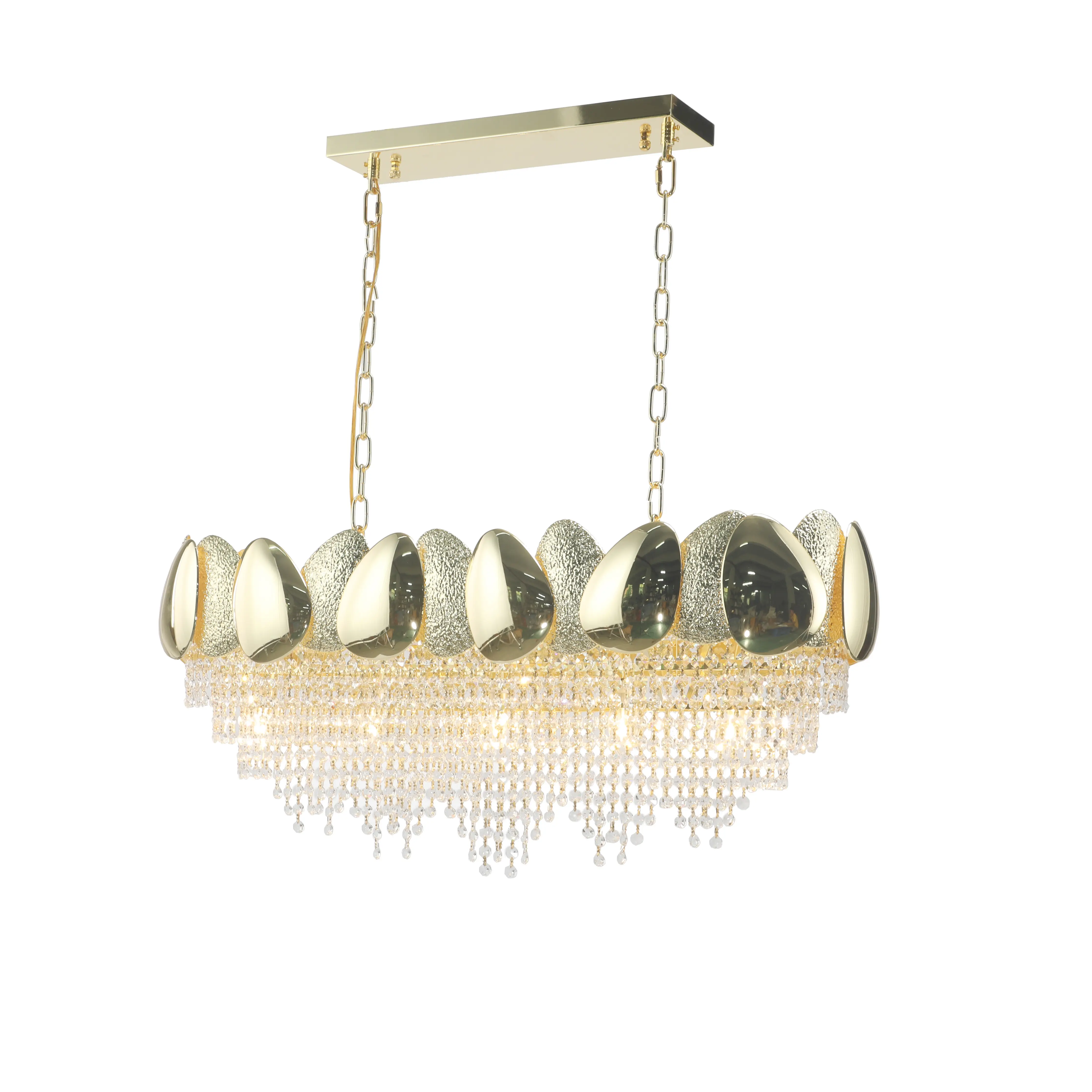 Lampu kristal dapur pulau cahaya dengan bayangan telur emas kreatif