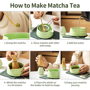 Kit de matcha <span class=keywords><strong>moins</strong></span> <span class=keywords><strong>cher</strong></span>, 100% naturel, fouet à matcha en bambou fait à la main, boîte à matcha en céramique pour la maison - Product Image 6