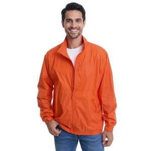 Veste de pluie légère en nylon pour hommes, col montant imperméable, coupe-vent formel, fermeture éclair, respirant et durable pour la randonnée de printemps - Product Image 1