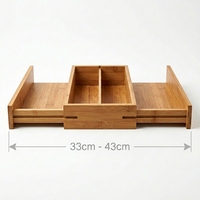 Organizador de Cajones Expandible de Bambú de 33-43 cm, Porta Utensilios Multicompartimentos para un Almacenamiento Perfecto en la Cocina