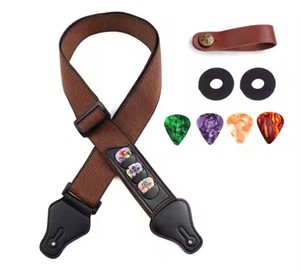 Tùy Chỉnh Đầy Màu Sắc Da Dây Đeo Đàn <span class=keywords><strong>Guitar</strong></span> Vành Đai Nhuộm Thăng Hoa Nhự<span class=keywords><strong>a</strong></span> Chèn 3 Màu Sắc Nâu Dây Cụ Phụ Kiện - Product Image 5