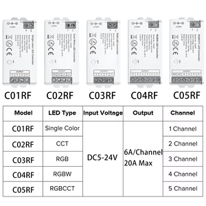 RF 2,4GHz LED-Controller Touch-Fernbedienung DC5V 12V 24V 5050 2835 COB LED-Streifenlicht Dimmer 6A/<span class=keywords><strong>CH</strong></span> CCT RGB RGBW RGBCCT Farbsteuerung - Product Image 3