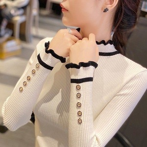 Maglione in <span class=keywords><strong>maglia</strong></span> a prezzo di fabbrica all'ingrosso nuovo stile da <span class=keywords><strong>donna</strong></span> con maglione a mezzo collo sottile e sottile - Product Image 3
