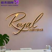 Enseigne lumineuse LED 3D personnalisée en métal avec lettres miroir pour réception d'entreprise, café, club, magasin, décoration