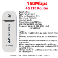 Modem USB 4G LTE 150Mbps Router WiFi Nirkabel Portabel Kartu SIM Kartu Jaringan Router Hotspot WiFi Saku