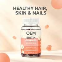 OEM Özel Etiketli Biotin Jelibonları 60 Adet 10000 MCG Ahududu Aromalı Besin Takviyesi