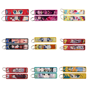 100 Diseños Surtidos de Llaveros Bordados con Personajes de Anime, Llavero de Dibujos Animados, Llavero para Motocicleta, Coche, Biker - Product Image 1