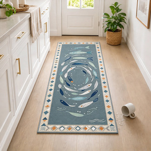 Tappeto Etnico a Forma di Pesce, Tappeto Lungo da <span class=keywords><strong>Cucina</strong></span>, Tappeto Boho Lavabile Antiscivolo, Tappeto Lungo Colorato con Stampa Tribale - Product Image 5