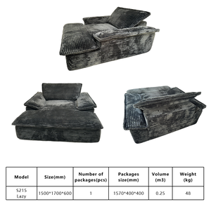 Canapé modulaire <span class=keywords><strong>d</strong></span>écomposable en velours côtelé <span class=keywords><strong>gris</strong></span>, sans armature, avec coussins amovibles, base antidérapante côtelée, style moderne, villa, parc, petit espace urbain - Product Image 6