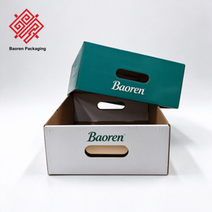 Caja de Regalo para Frutas Corrugada Impresa Personalizada con Ventana y Asa, Cartón de Embalaje para Uvas, para Empacar Frutas Frescas - Product Image 4