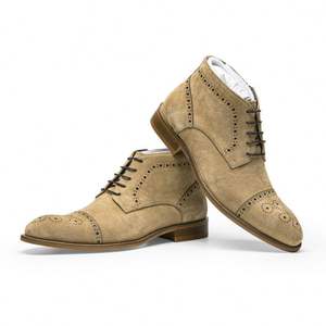 Botas Chelsea de Piel Genuina Nuevas con Cordones, Altura al Tobillo, Otoño Invierno, Cómodas, Modernas, Casuales, para Caminar, Zapatos para Hombre - Product Image 5