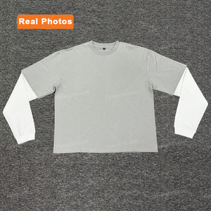 OEM Heavyweight 100% cotton áo phông người đàn ông hai lớp Waffle dệt kim dài tay áo crewneck áo tùy chỉnh Boxy phù hợp với T-Shirts - Product Image 4
