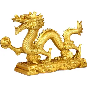 Chinese Draak Decoraties Luxe Relatiegeschenken Fengshui Bronzen Chinese Draak Standbeeld