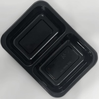 Kontainer Penyimpanan Makanan 2 Kompartemen Sekali Pakai, Bahan PP Food Grade Bebas BPA 600ml, Dilengkapi Tutup, untuk Permen, Mie, Permen Karet, Sushi, Jus