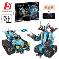 Set de Bloques de Construcción de Tanque Robot RC 2 en 1, 701 Piezas, Control Remoto y por Aplicación, Ladrillos Técnicos Transformables, Juguetes Educativos STEM