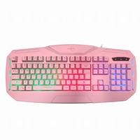 Clavier, souris et casque de jeu rose 4-en-1 avec rétroéclairage RVB, interface USB, récepteur sans fil 2,4 GHz