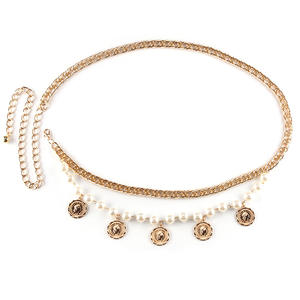 Cadena de cintura con colgante de moneda estilo retró y perlas de imitación, accesorio de moda para mujer, estilo hip hop, para fiesta - Product Image 5